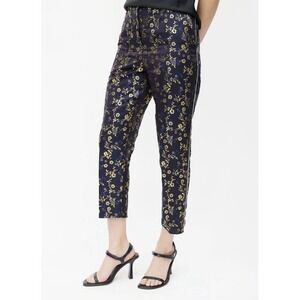 Marni Blue Silk Blend Baroque Pants Made In Italy Size 36